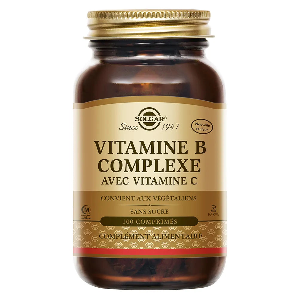 SOLGAR VITAMINE B COMPLEXE avec VITAMINE C - 100 Comprimés
