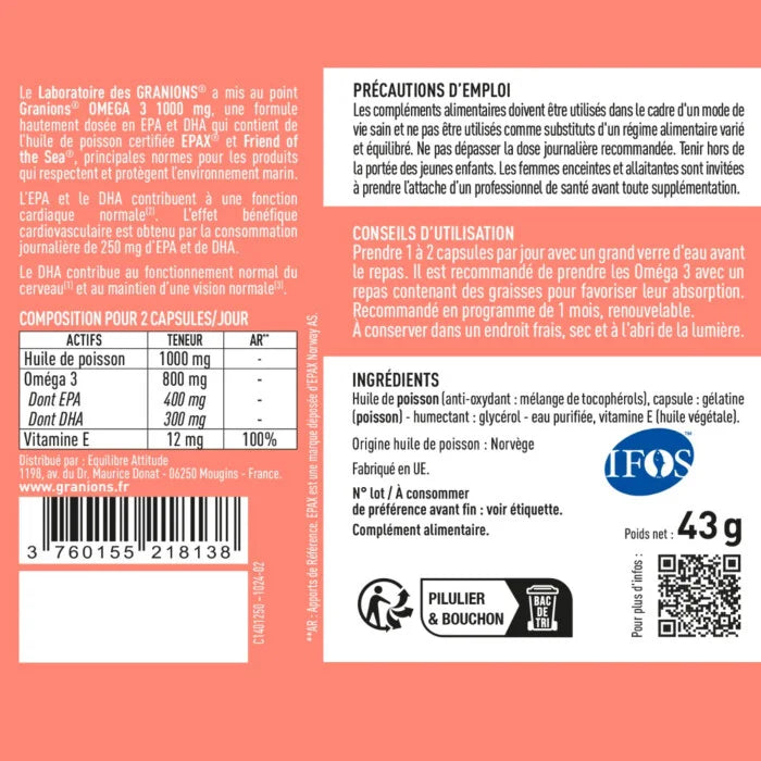 GRANIONS OMEGA 3 1000mg - 60 Capsules