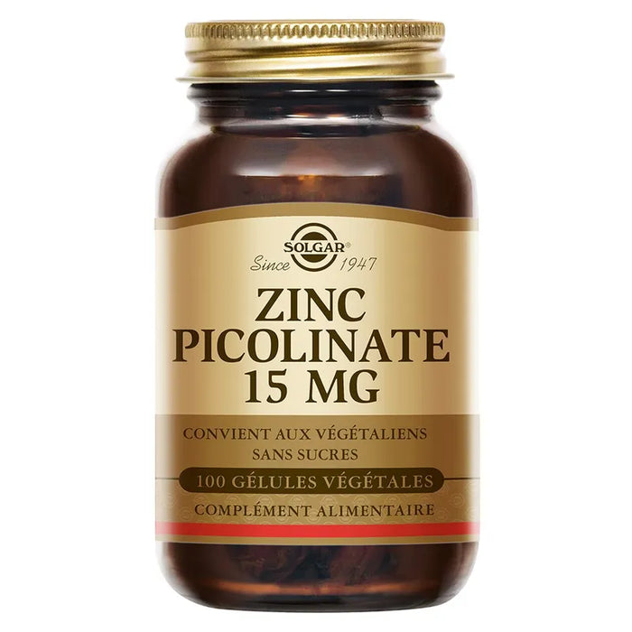SOLGAR Zinc Picolinate 15mg - 100 Gélules Végétales