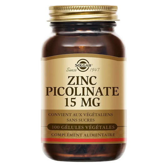 SOLGAR Zinc Picolinate 15mg - 100 Gélules Végétales