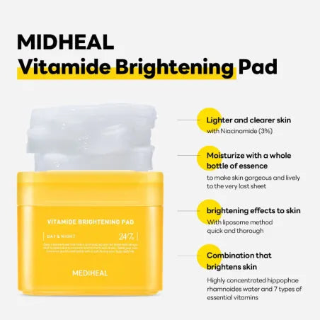 MEDIHEAL VITAMIDE BRIGHTENING PAD Disques Illuminateur - 180ml